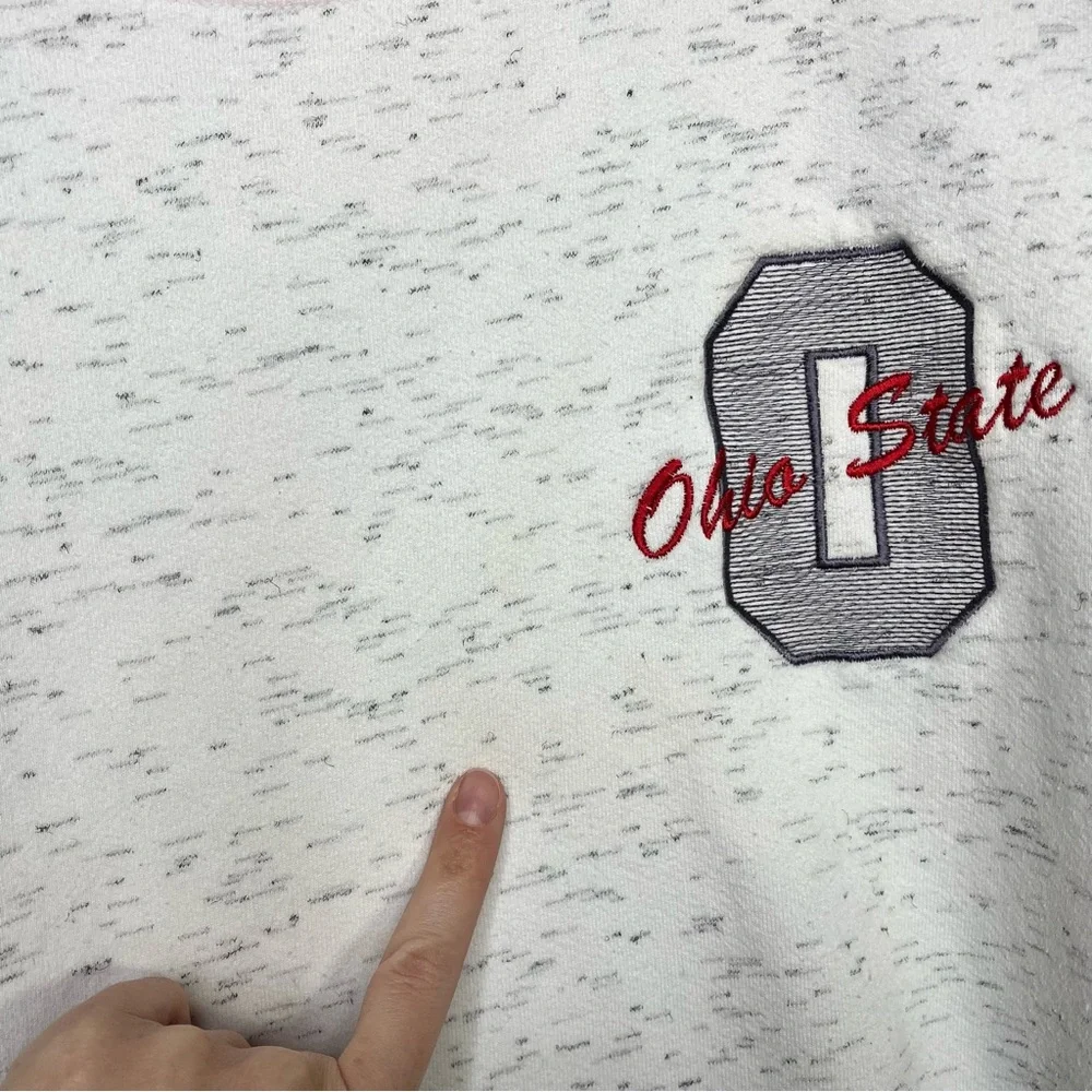 Vintage 90s Ohio State Buckeyes Crewneck Sweatshirt White Red Ringer Size Large‎
